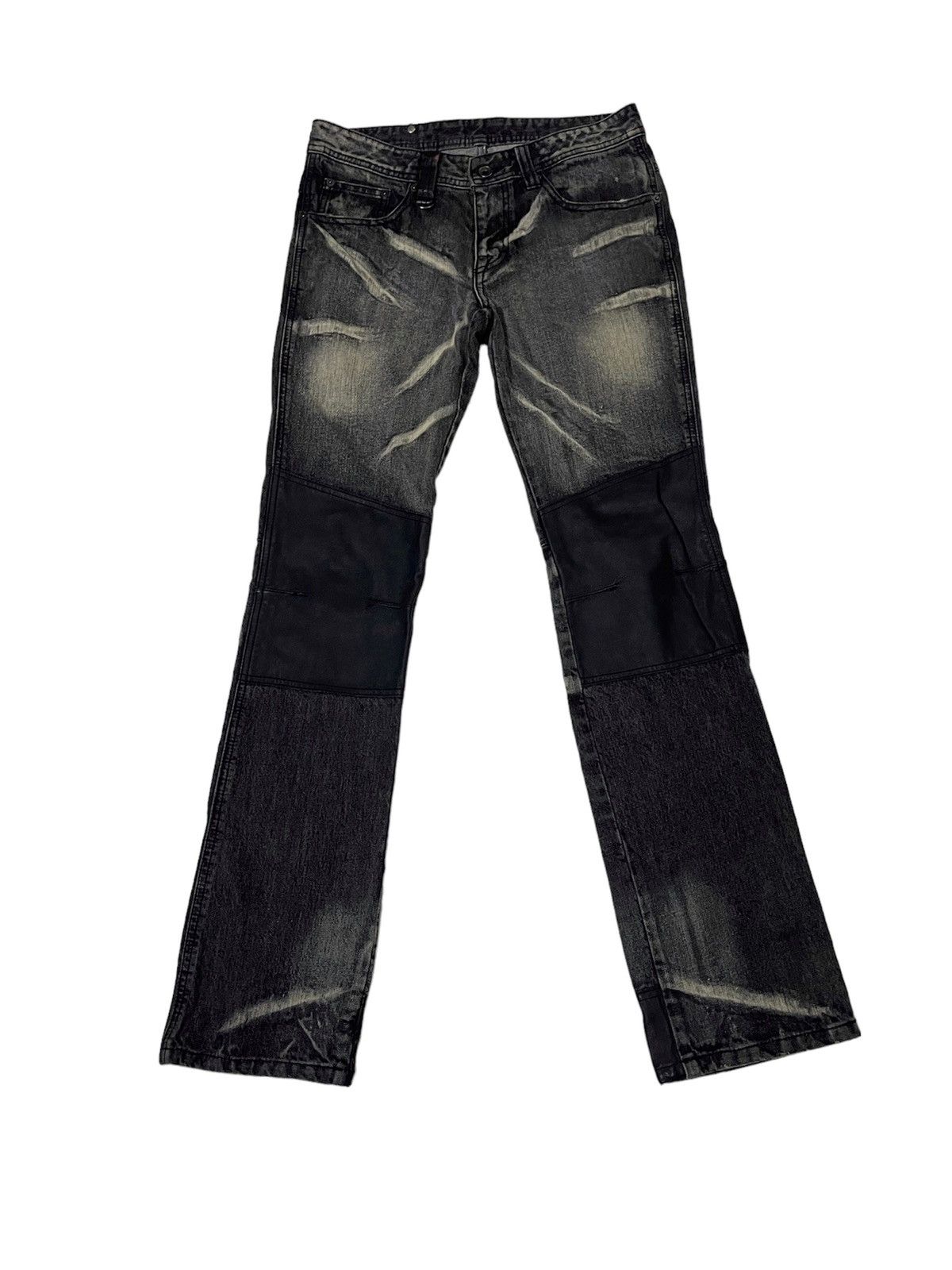 BUFFALO BOBS × If Six Was Nine × Le Grande Bleu (L.G.B.) Buffalo Jeans Leather Knee Distressed Regular Denim Size US 30 / EU 46 - 2 Thumbnail