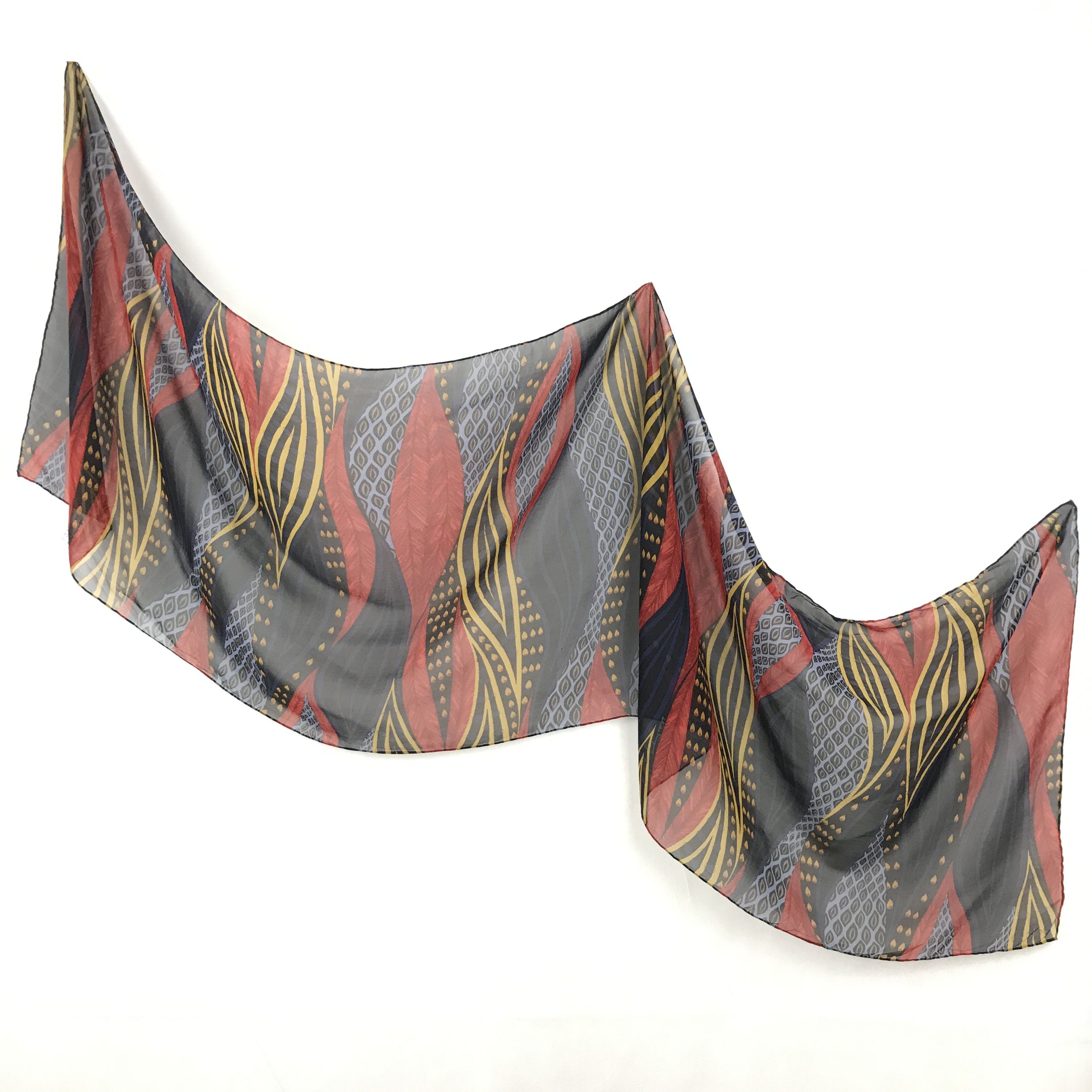 SF8802 Vintage Salvatore Ferragamo Abstract Silk Scarf