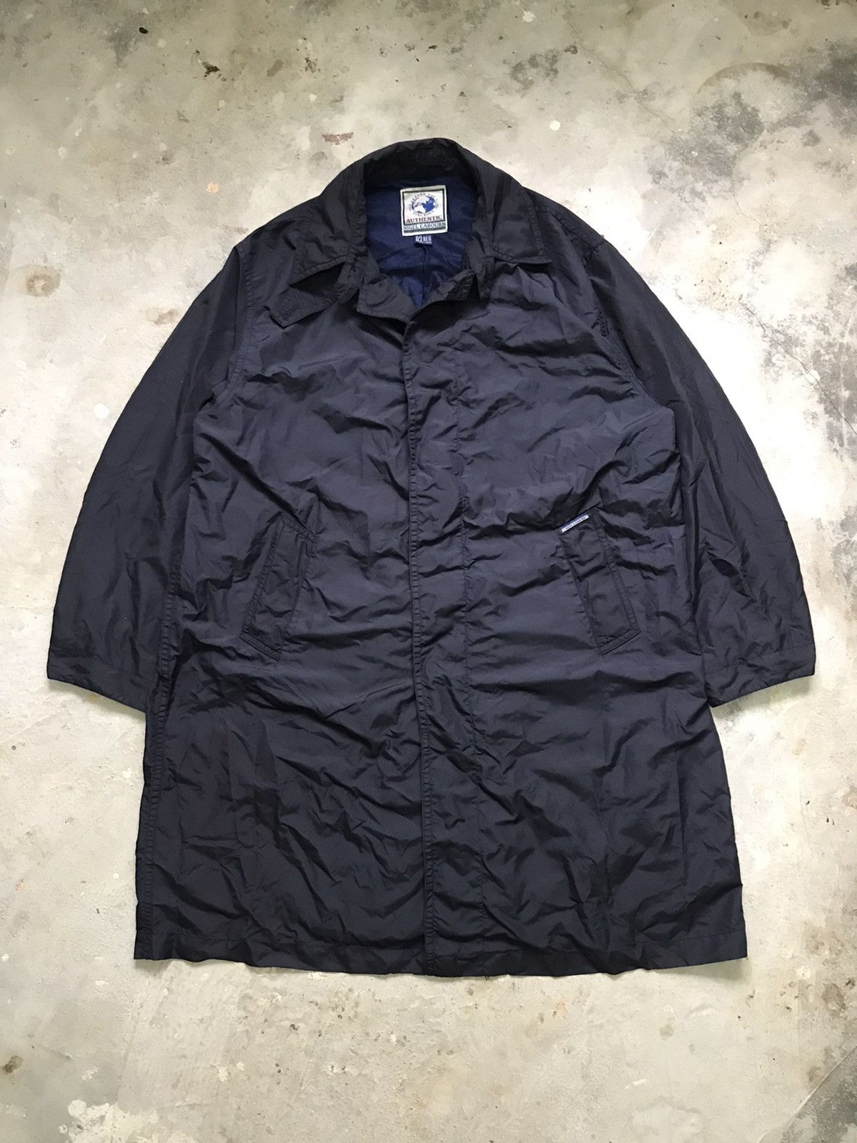 image of Nigel Cabourn Nigel Caboun Trench Jacket in Black Blue, Men's (Size XL)