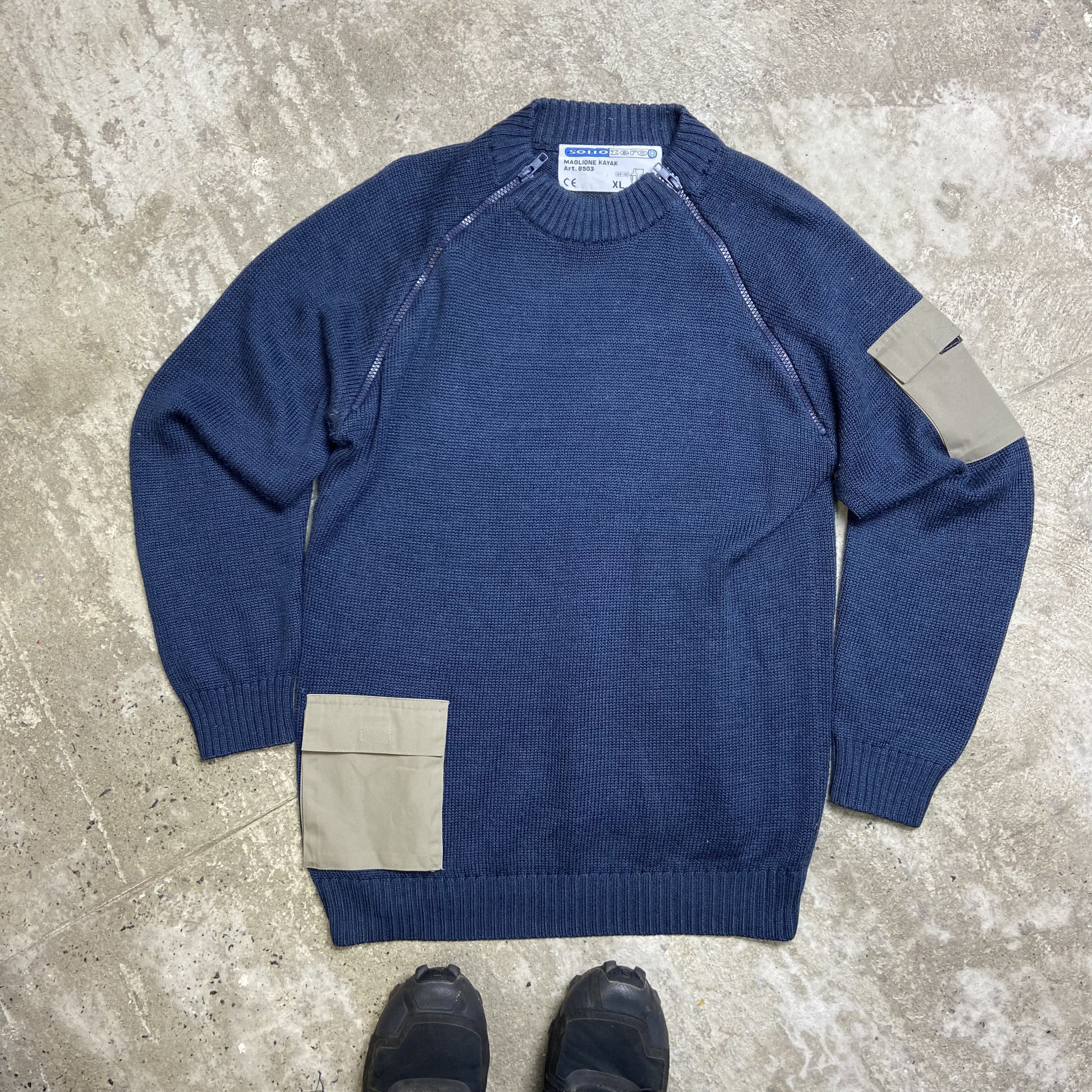Stone Island × Vintage ss07 Archive Washed Embroidery Zip Sweater