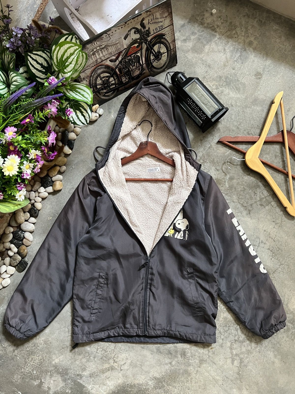 Peanuts Vintage 🔥 Peanuts Sherpa Lined Jacket With Hoodie Grailed