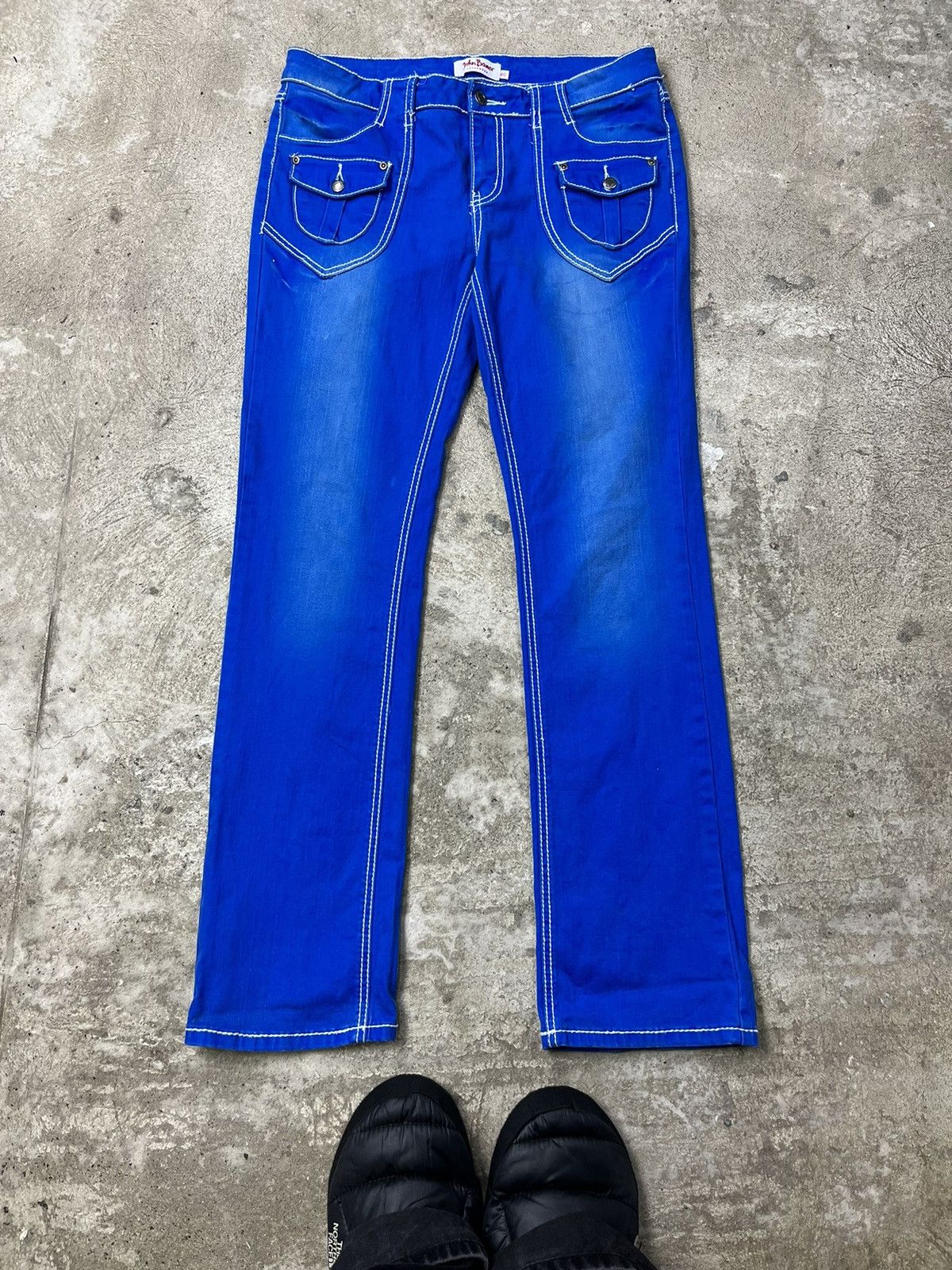 Japanese Brand CONTRAST STITCHING - RARE FLARE JEANS PANTS - 3186 Size US 32 / EU 48 - 2 Thumbnail