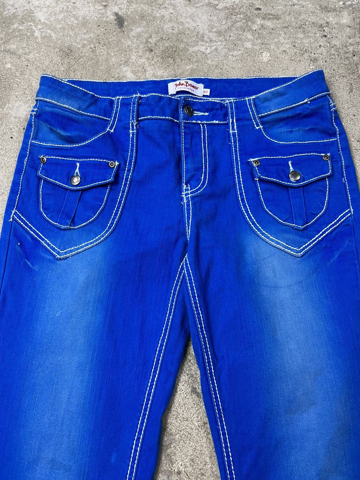 Japanese Brand CONTRAST STITCHING - RARE FLARE JEANS PANTS - 3186 Size US 32 / EU 48 - 5 Thumbnail