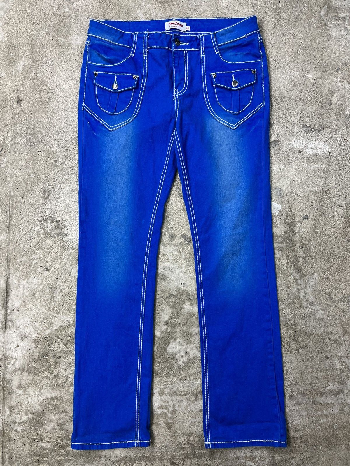 Japanese Brand CONTRAST STITCHING - RARE FLARE JEANS PANTS - 3186 Size US 32 / EU 48 - 1 Thumbnail