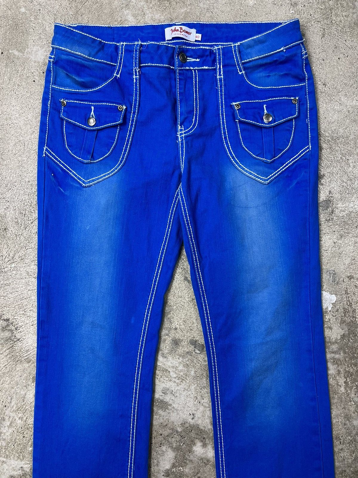 Japanese Brand CONTRAST STITCHING - RARE FLARE JEANS PANTS - 3186 Size US 32 / EU 48 - 3 Thumbnail