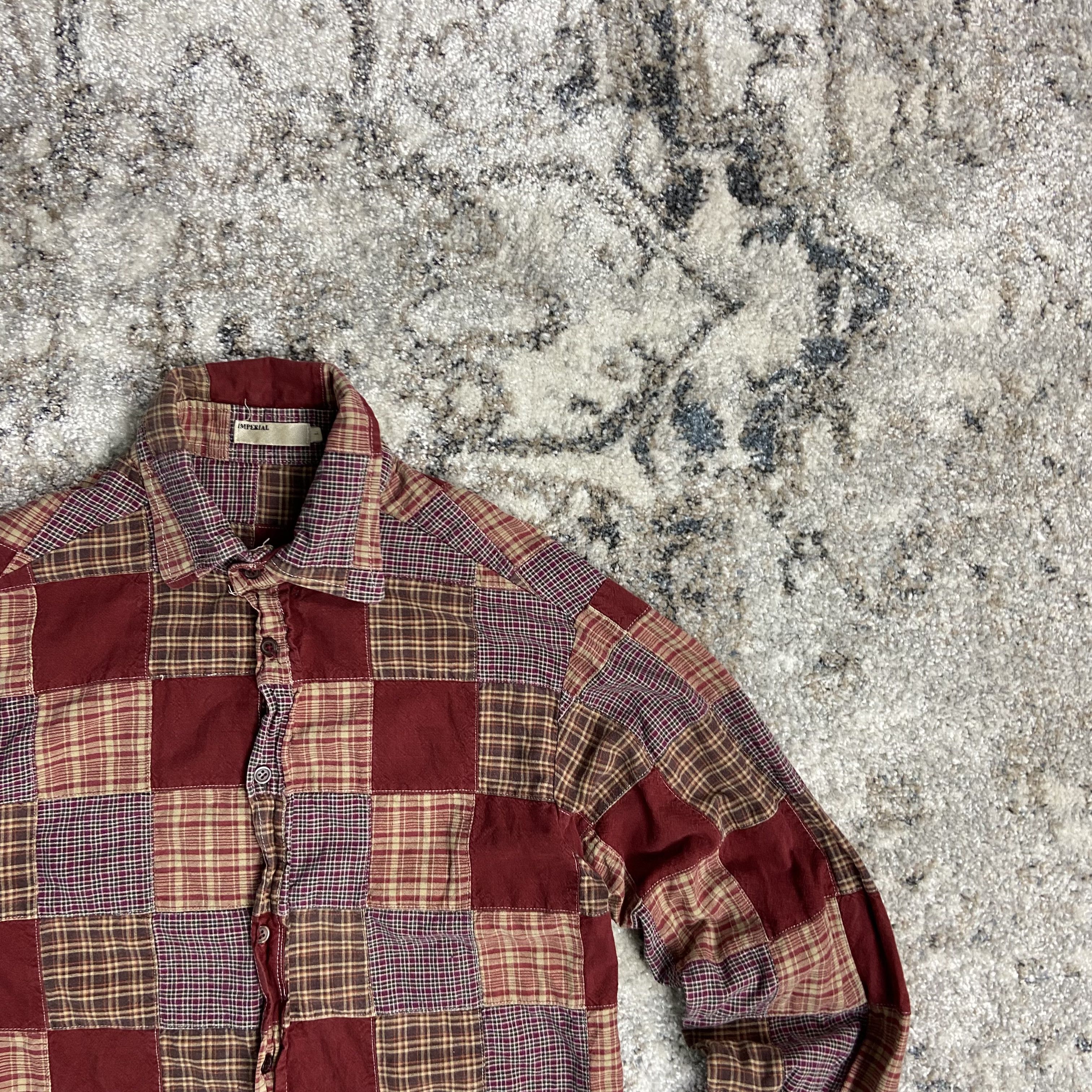 Handmade PATCHWORK HAND CRAFTED 1980s VINTAGE RARE SHIRT - № 1224 Size US L / EU 52-54 / 3 - 2 Thumbnail