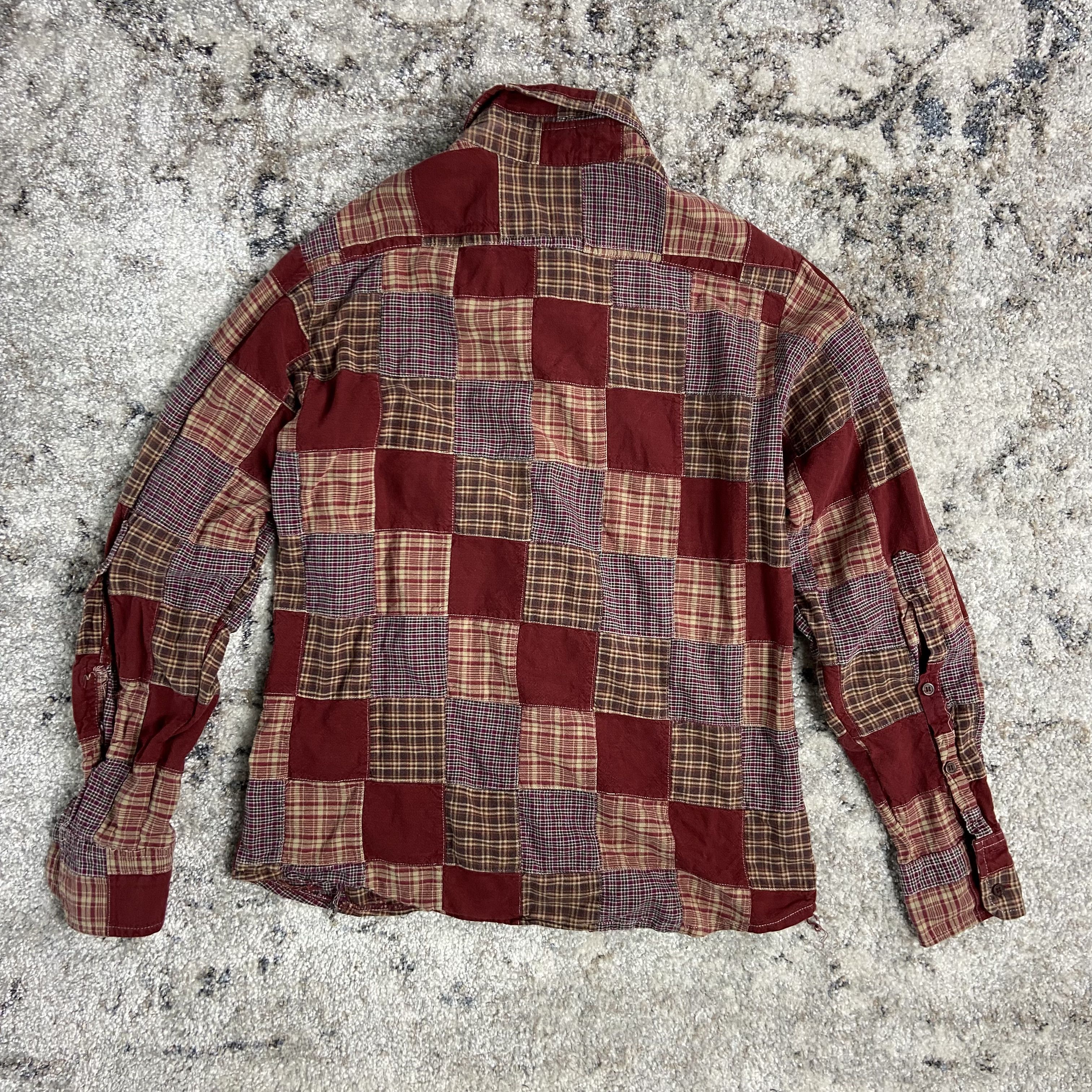 Handmade PATCHWORK HAND CRAFTED 1980s VINTAGE RARE SHIRT - № 1224 Size US L / EU 52-54 / 3 - 11 Thumbnail