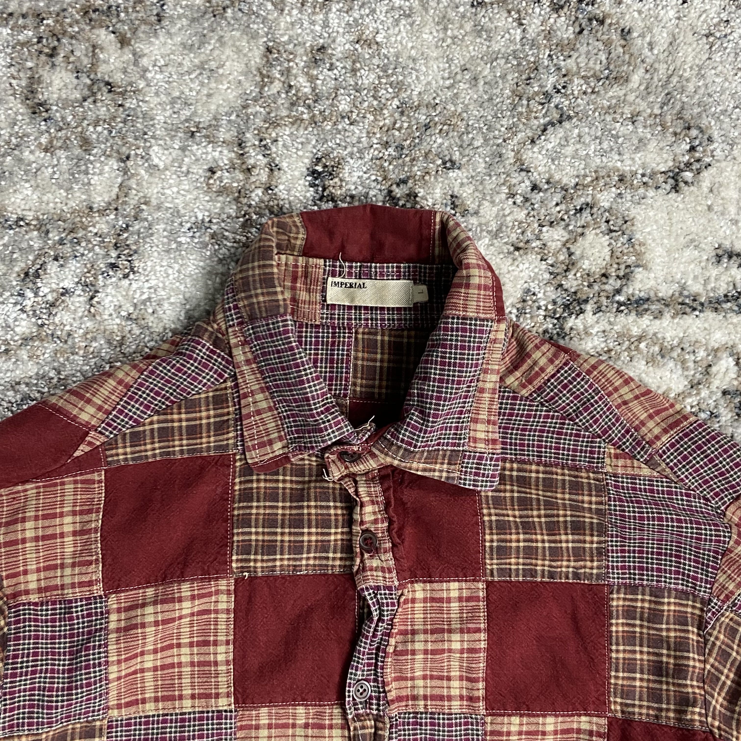 Handmade PATCHWORK HAND CRAFTED 1980s VINTAGE RARE SHIRT - № 1224 Size US L / EU 52-54 / 3 - 4 Thumbnail