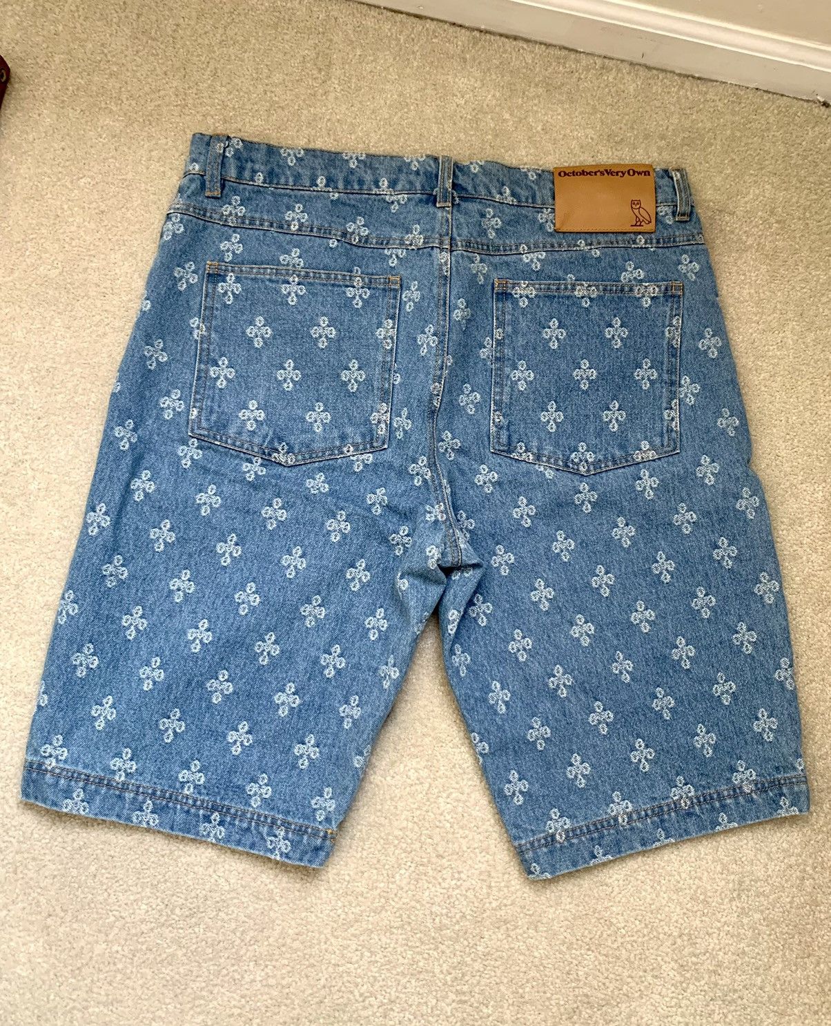 Octobers Very Own OVO monogram denim shorts (34 waist) | Grailed