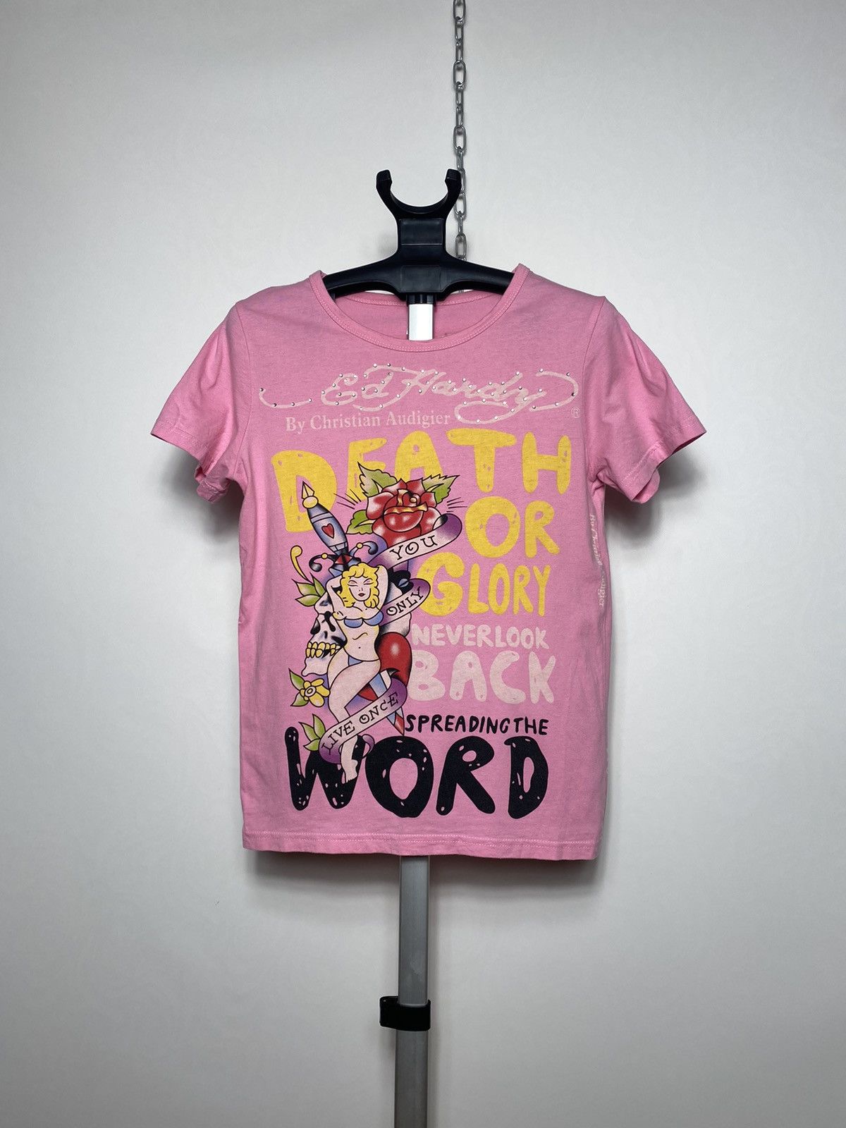 Christian Audigier × Ed Hardy × Vintage Vintage Ed Hardy pink t-shirt hype drip y2k Size US XS / EU 42 / 0 - 1 Thumbnail