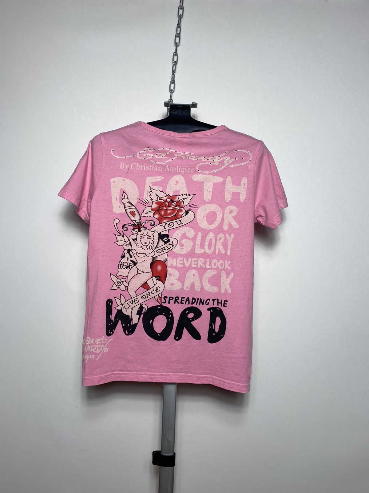 Christian Audigier × Ed Hardy × Vintage Vintage Ed Hardy pink t-shirt hype drip y2k Size US XS / EU 42 / 0 - 8 Thumbnail