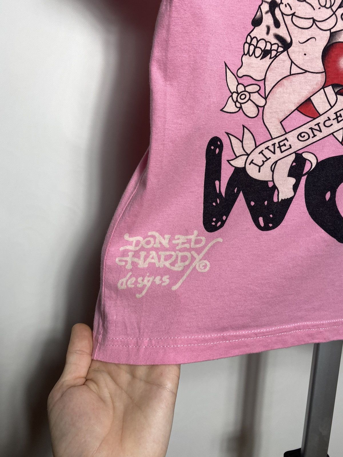 Christian Audigier × Ed Hardy × Vintage Vintage Ed Hardy pink t-shirt hype drip y2k Size US XS / EU 42 / 0 - 10 Thumbnail