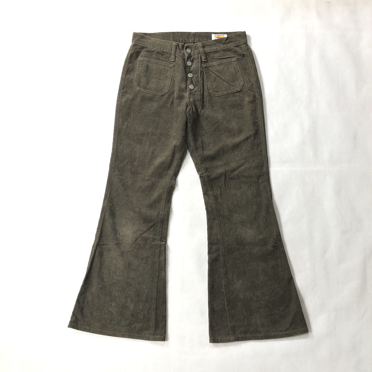 image of Big John x Vintage Flare! Vintage 70's Bigjohn Bootcut Bell Bottom Corduroy Pant in Olive/Green (Si