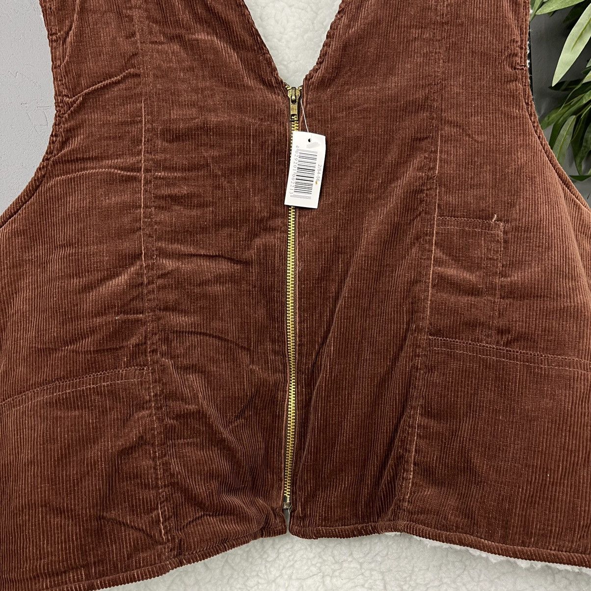 Vintage 1980s VELOUR CORDUROY TEDDY SHERPA EURO VEST - № 2180 Size US L / EU 52-54 / 3 - 3 Thumbnail