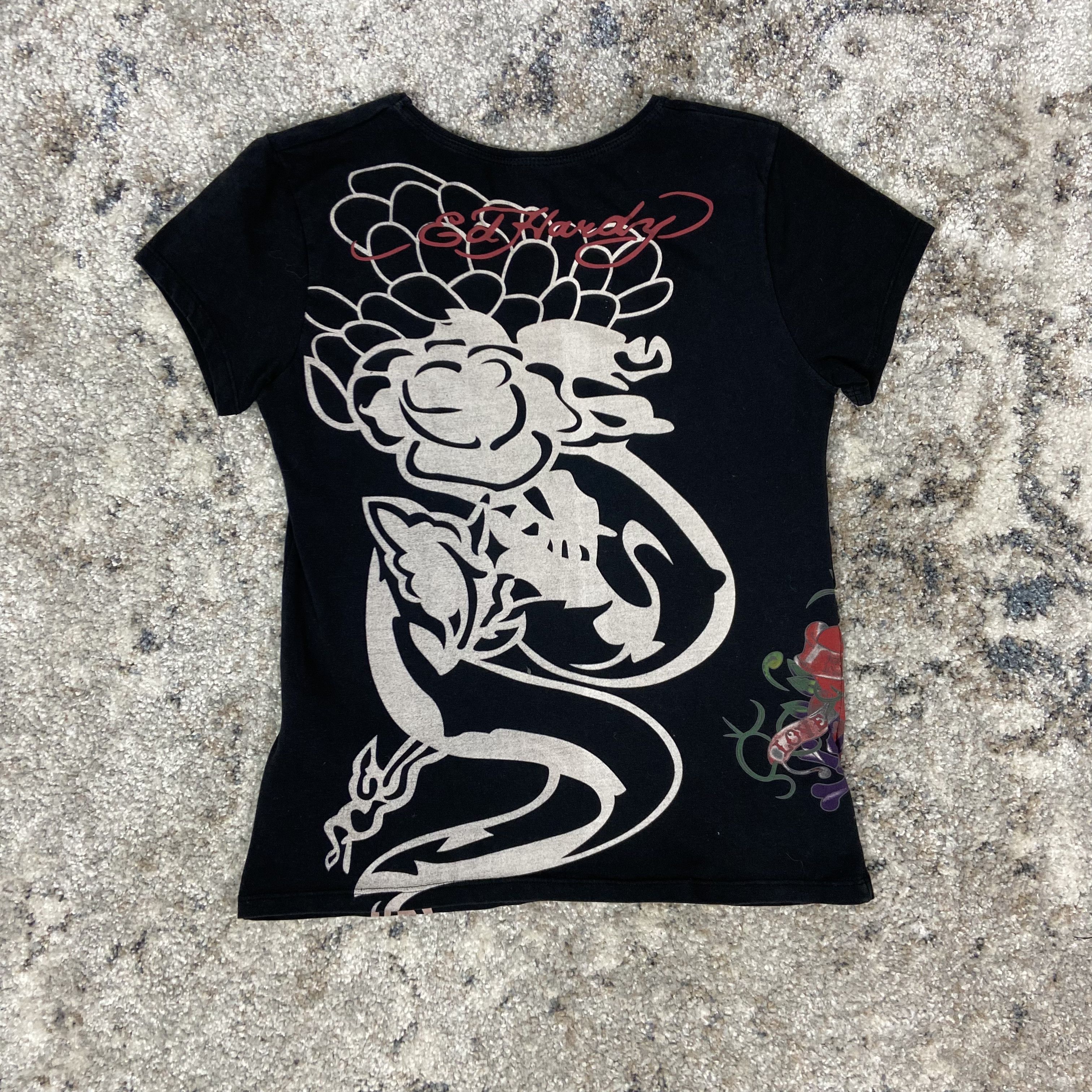 Christian Audigier ED HARDY Y2K AWESOME PUNK SWAROVSKI RARE RETRO TOP TEE - 625 Size XL / US 12-14 / IT 48-50 - 2 Thumbnail
