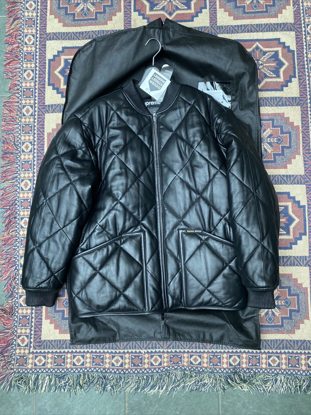 Supreme Quilted Leather Jacket XL+sobrape.com.br