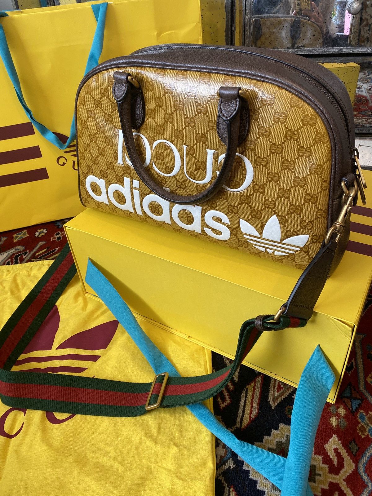 Gucci x adidas Large Duffle Bag Beige/Brown