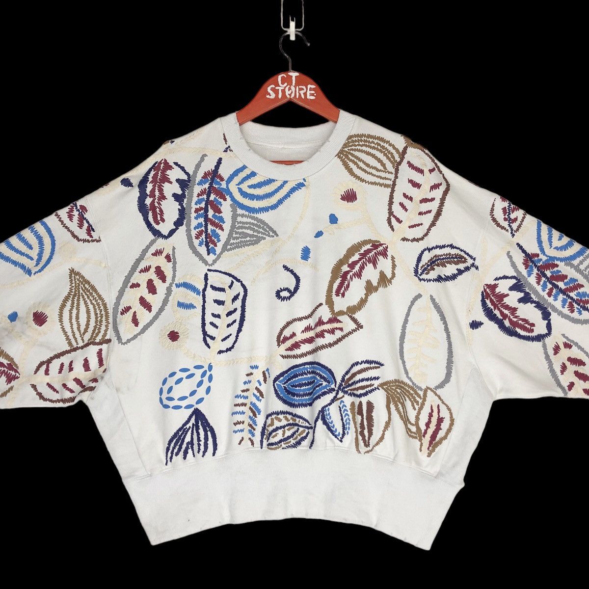 Distressed Full Print Sweatshirt Crew Neck