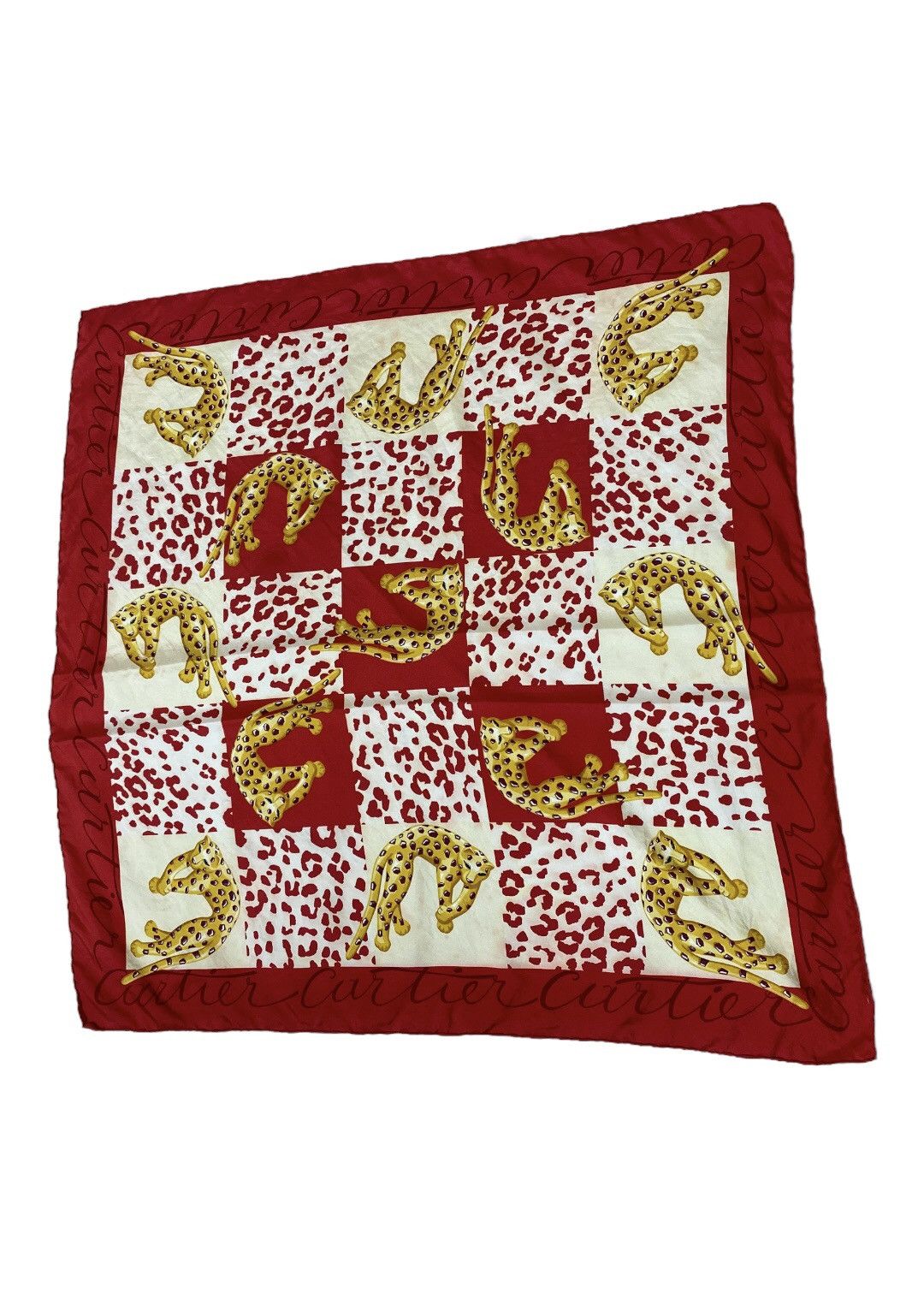 Cartier Vintage Cartier Silk Scarf with Leopard Animal Motif | Grailed