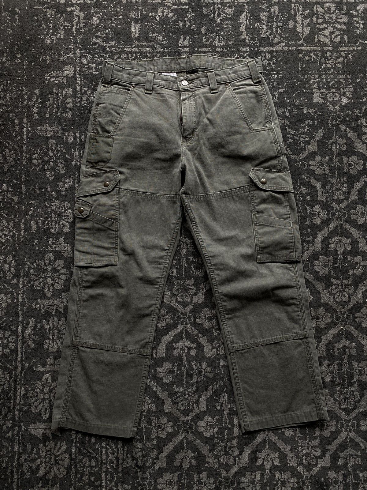 Carhartt CARGO PANT Ripstop Double Knee Cargo Work Pants Men's W36 equivalent cotton Charcoal Vintage Second Hand