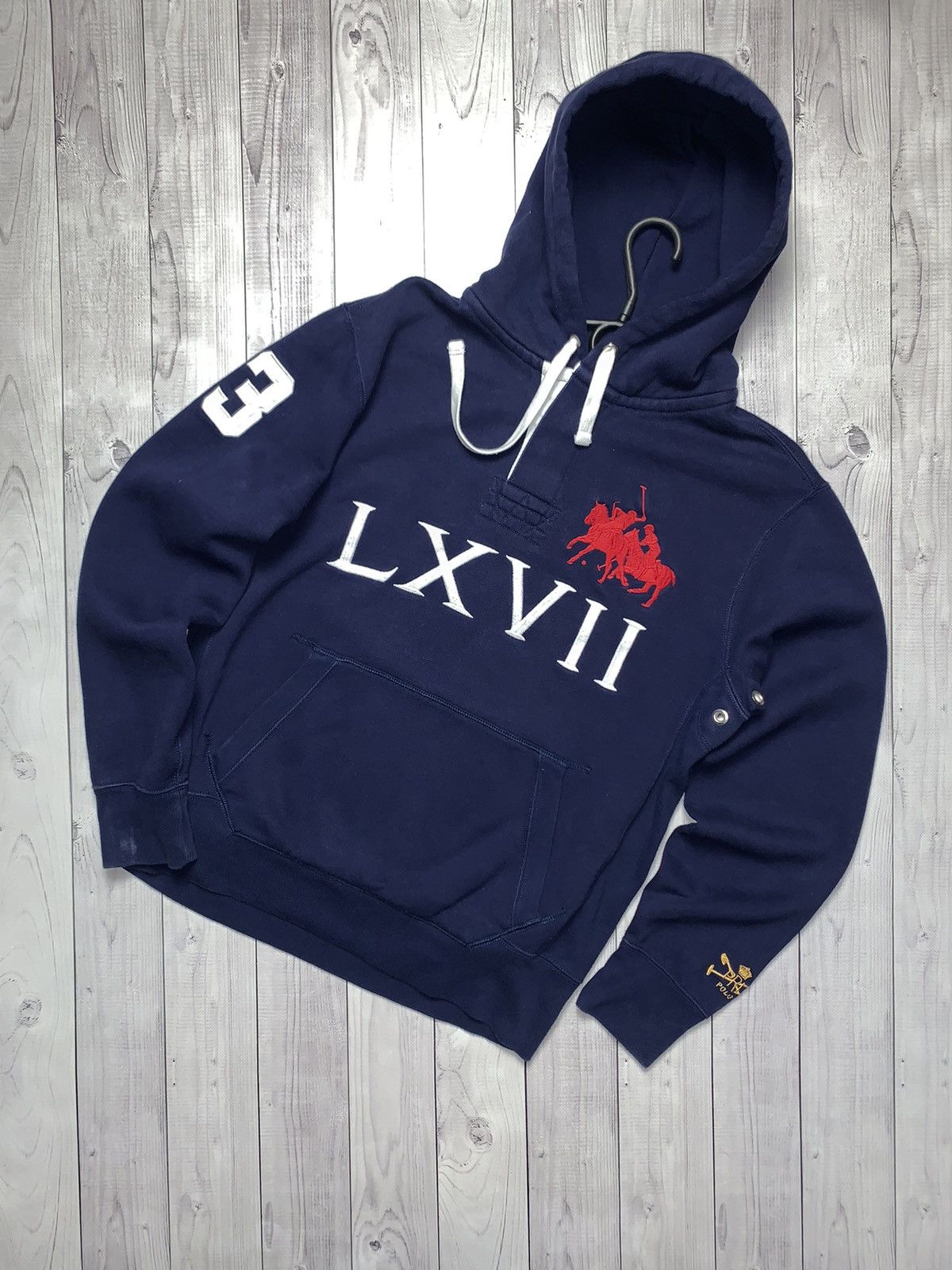 Vintage polo Ralph Lauren 3 big logo hoodie size M