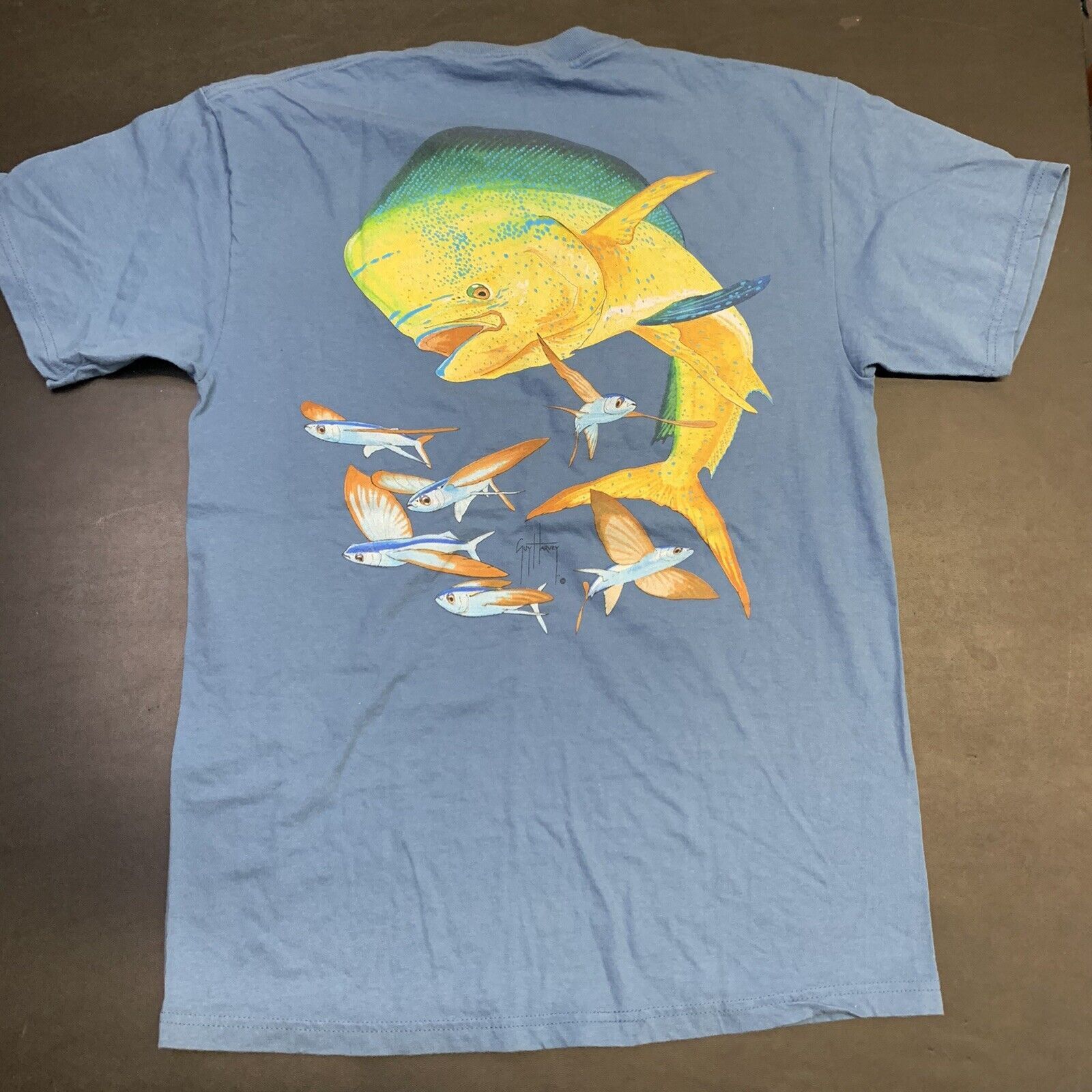 Guy Harvey Adult Guy Harvey Pocket Tee Shirt Blue Medium Mahi Dolphin ...