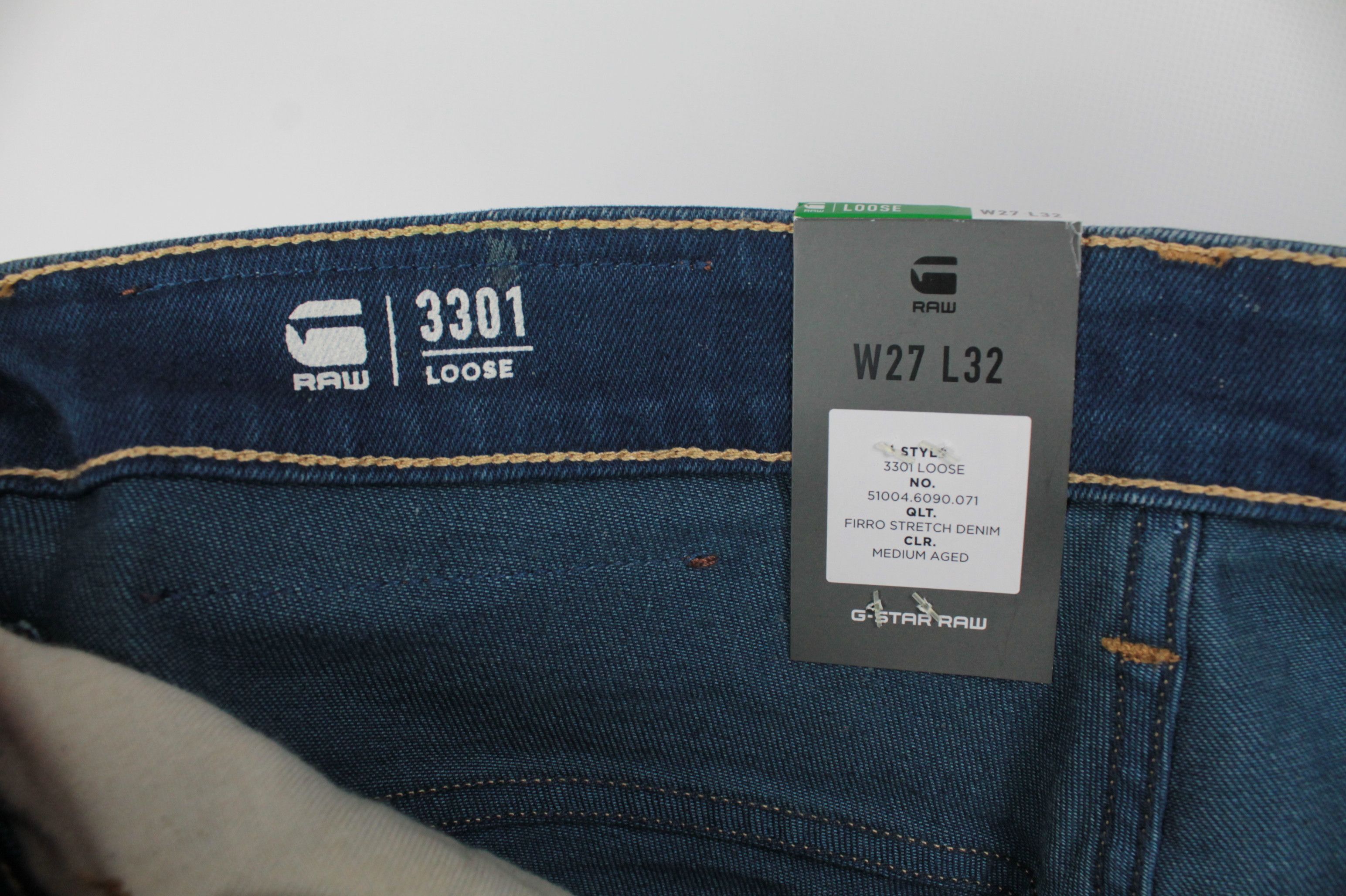 G-Star G-Star Raw 3301 Loose Fit Blue Denim Jeans Size US 27 - 10 Thumbnail