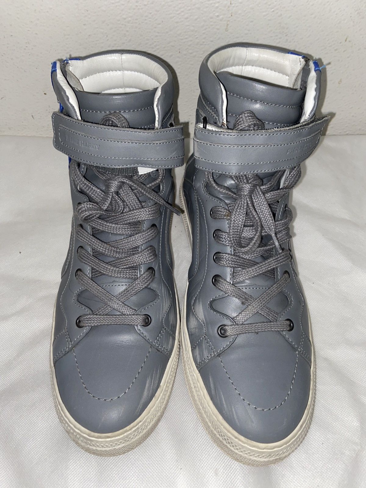 Pierre Hardy Gray w Blue Stripes Hightop Boot Sneaker EU42