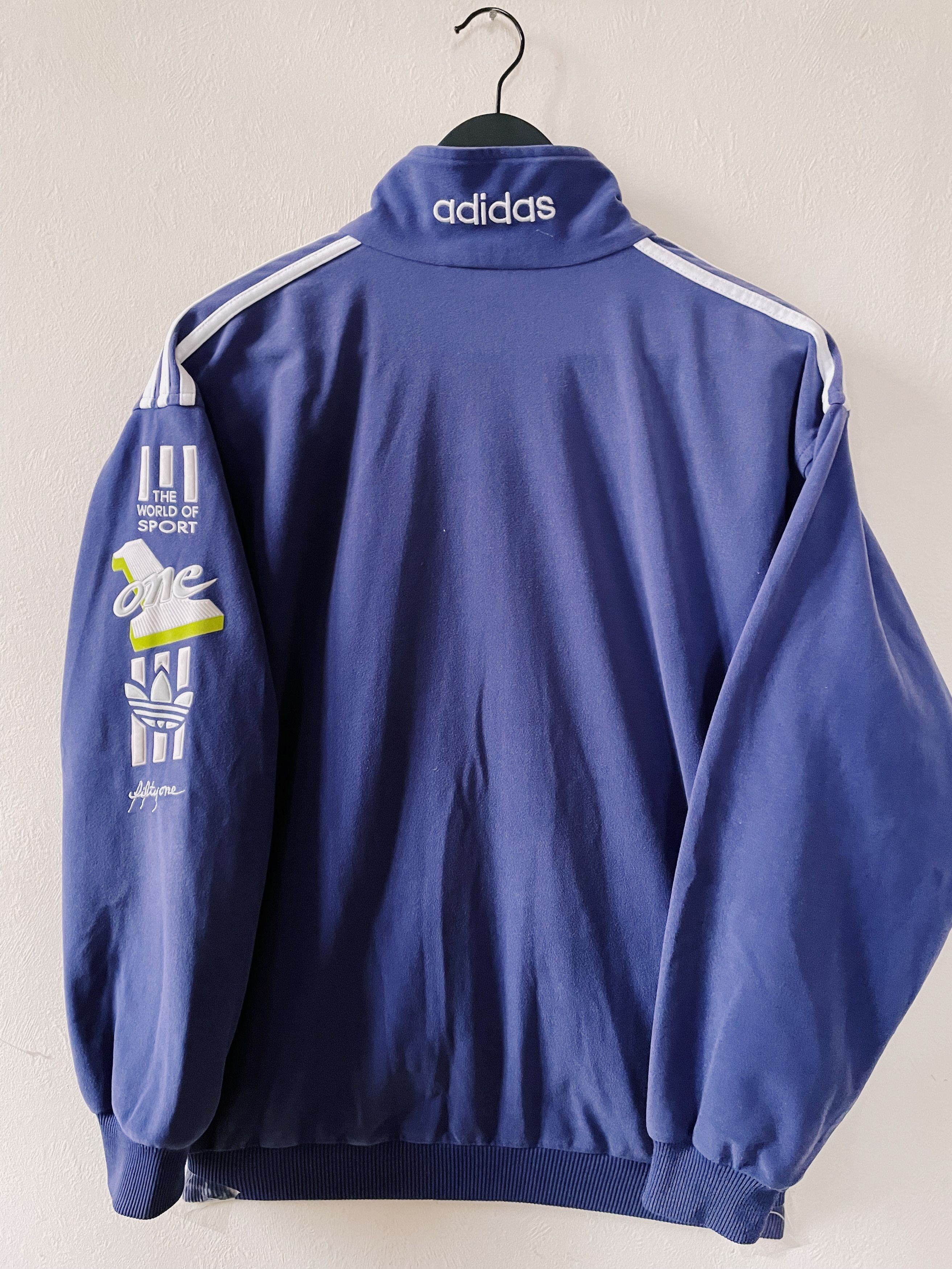 Adidas × Vintage Vintage 80s Adidas Peach Skin Track Jacket Blue Purple Size US M / EU 48-50 / 2 - 2 Thumbnail