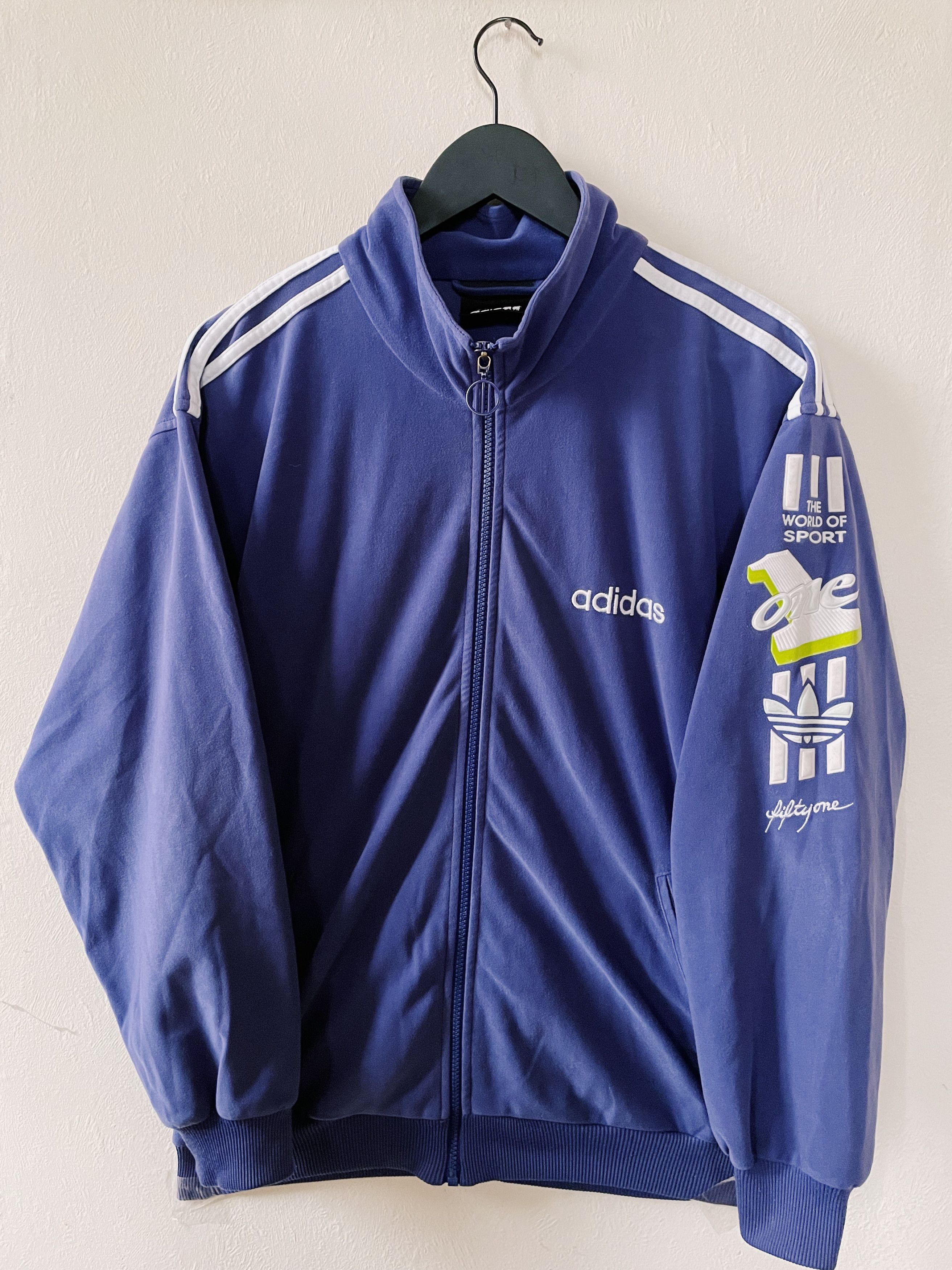 Vintage 80s Adidas Peach Skin Track Jacket Blue Purple