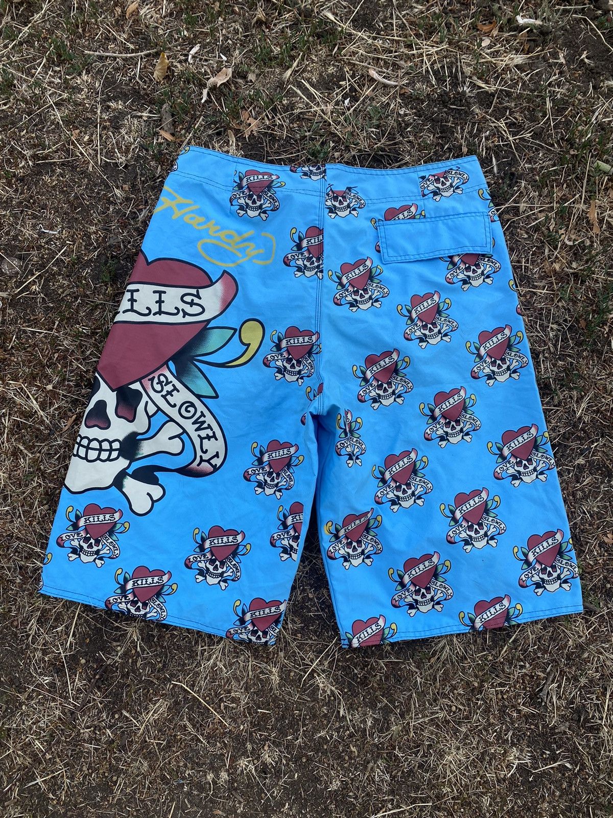 Ed Hardy × Vintage Vintage 90s Ed Hardy shorts monogrammed multi logo size XL Size US 36 / EU 52 - 3 Thumbnail