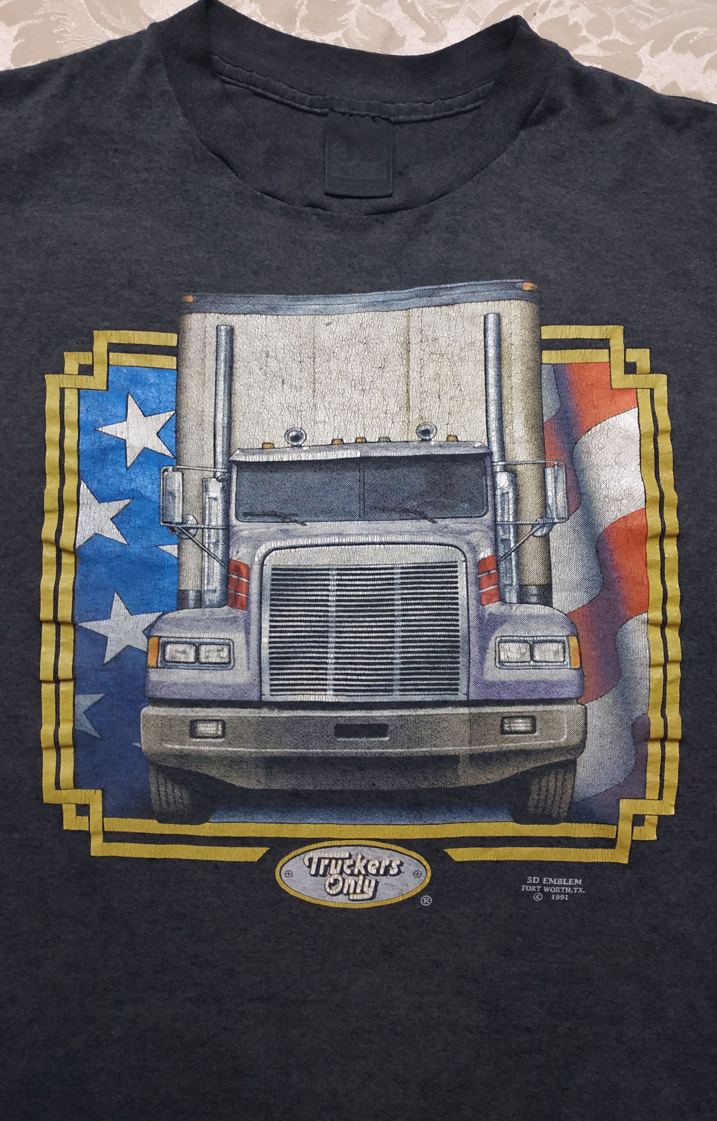 Harley Davidson 3D Emblem 1991 Truckers Only Harley Davidson vintage t-shirt Size US XL / EU 56 / 4 - 12 Thumbnail