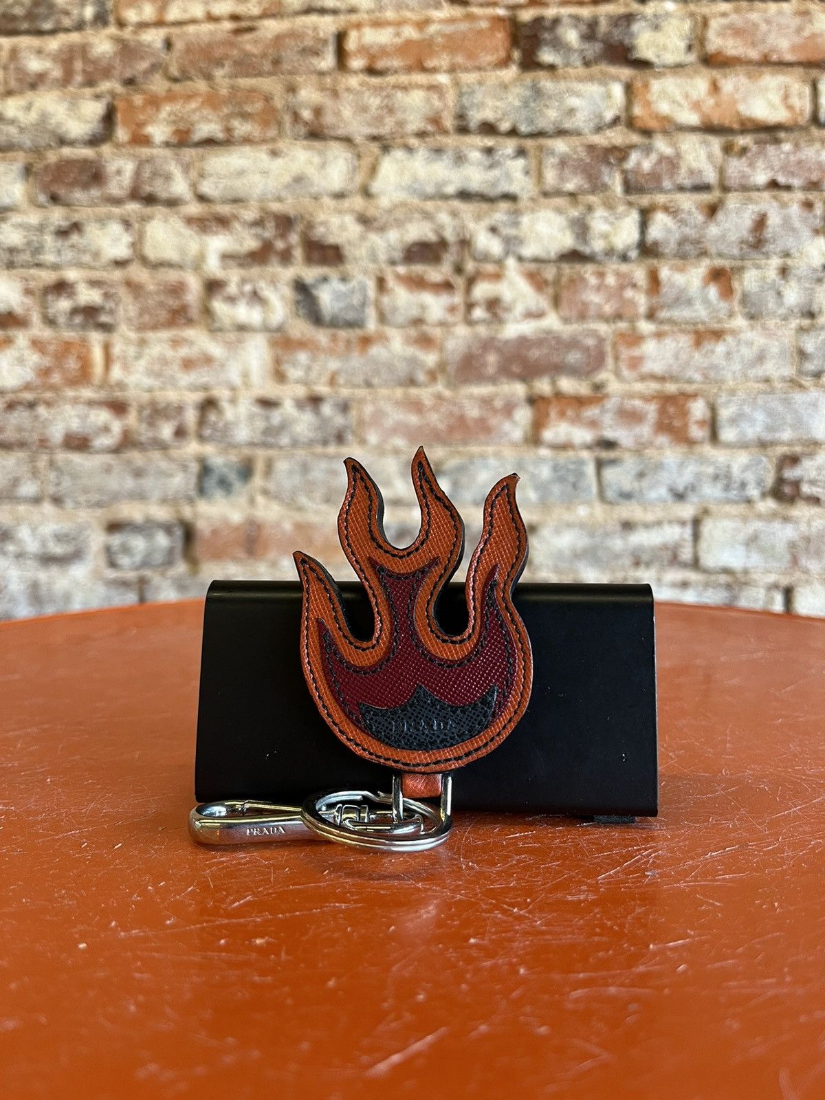 Prada Saffiano “Flame” Keyring/ Bag Charm