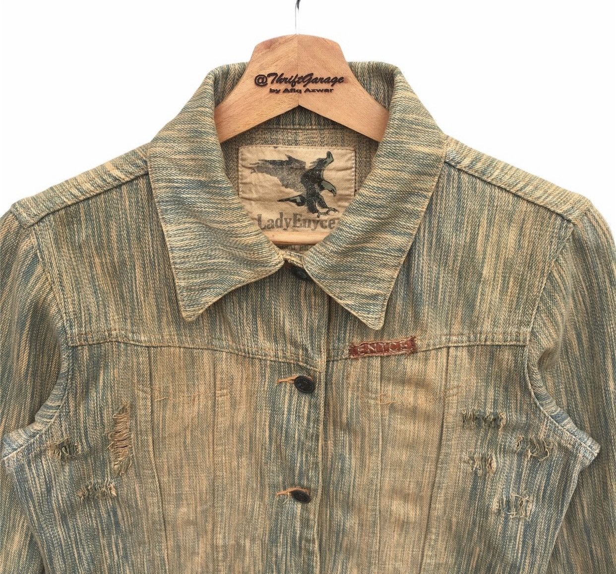 Enyce Vtg Distressed Lady Enyce Hickory Acid Wash Denim Jacket Size US S / EU 44-46 / 1 - 2 Thumbnail