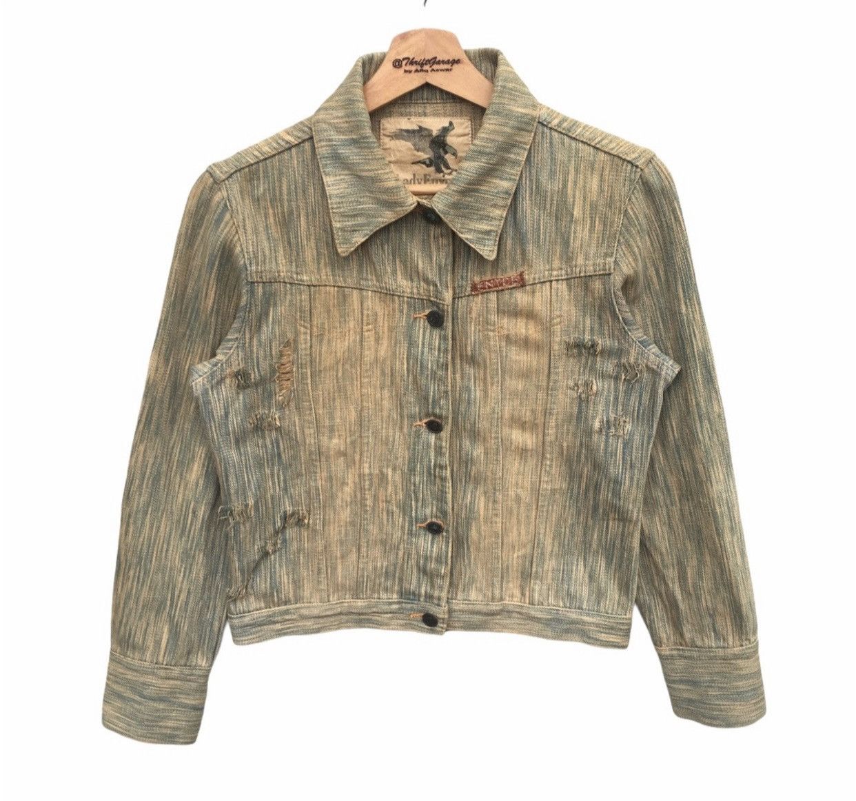 Enyce Vtg Distressed Lady Enyce Hickory Acid Wash Denim Jacket Size US S / EU 44-46 / 1 - 1 Thumbnail