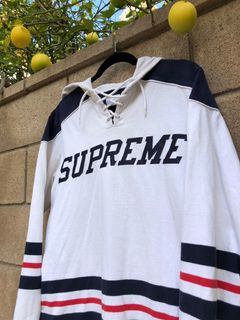 Jordans/supreme/bape resellers Ísland - Supreme Hockey Jersey Blue Size: L  Condition: 10/10