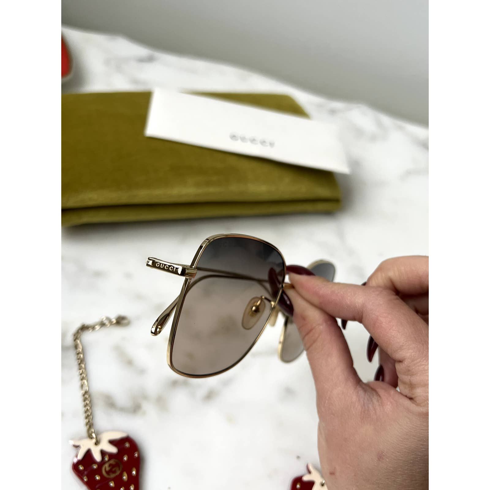 Gucci NEW Gucci GG1030S Strawberry Earring Sunglasses. | Grailed
