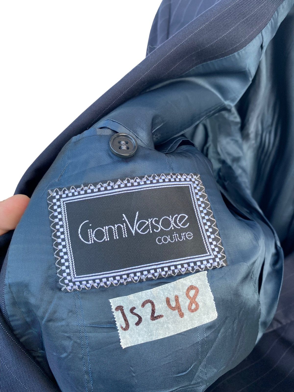 Versace Vintage Gianni Versace Pinstripe Double Breast Blazer Jacket Size 44R - 6 Thumbnail