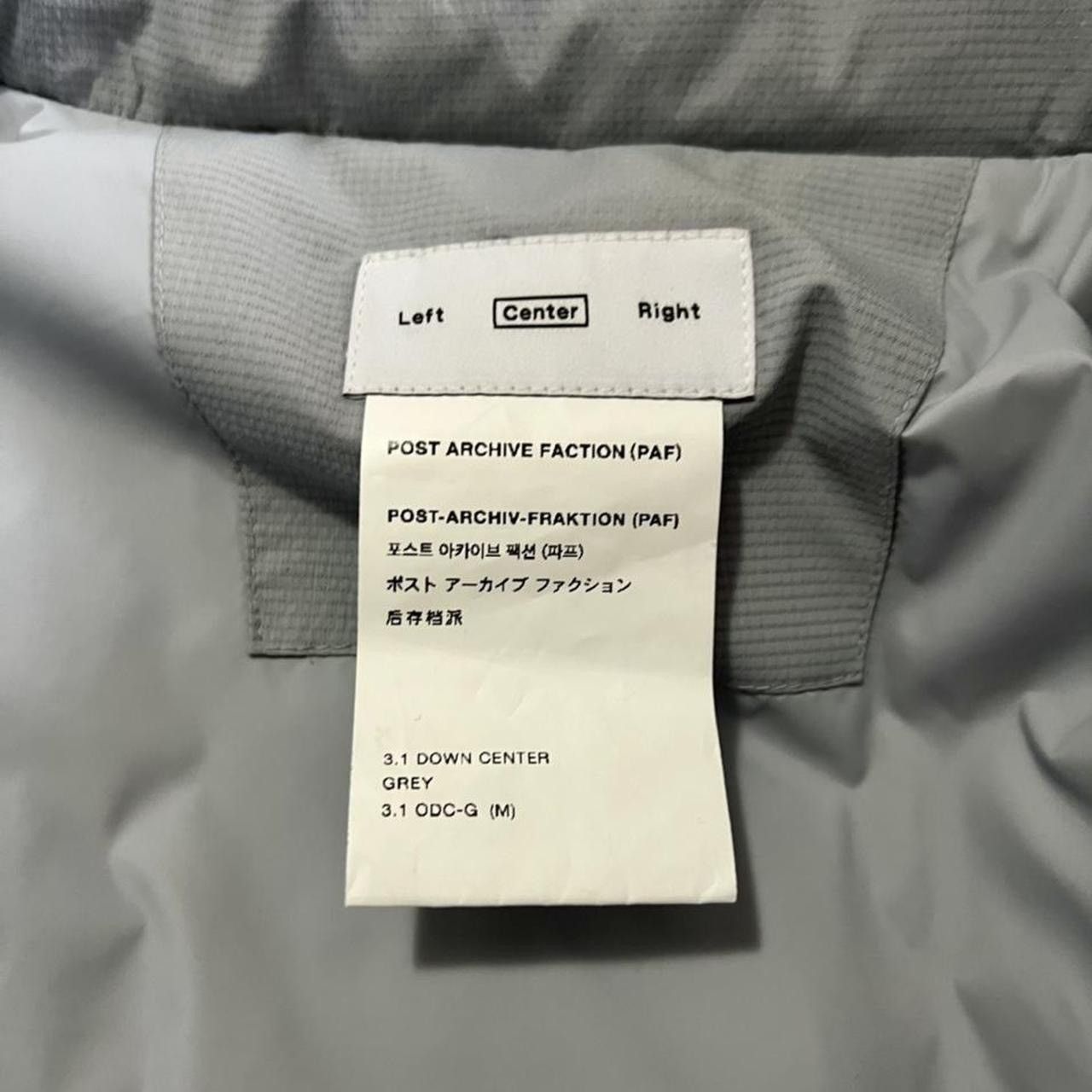 POST ARCHIVE FACTION (PAF) Post Archive Faction PAF 3.1 Down Center Grey Jacket Medium Size US M / EU 48-50 / 2 - 3 Thumbnail