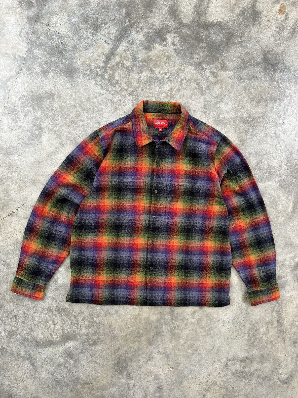 Supreme Rainbow Shadow Plaid Flannel Pocket Shirt Medium