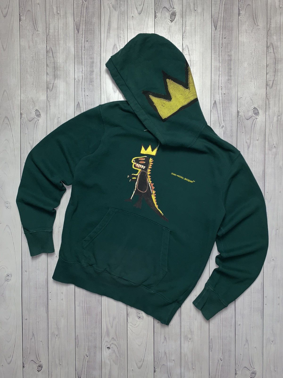 Jean Michel Basquiat green hoodie rare size S logo dragon