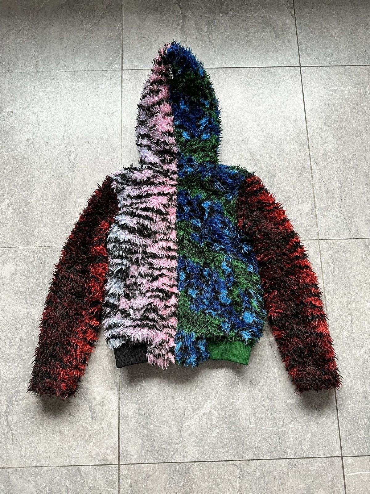 image of H&m Tiger Stripe Faux Fur Full Zip Jacket, Men's (Size XS)