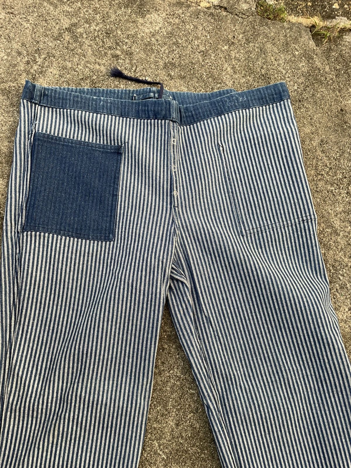 Indigo × Vintage Vintage Baggy Indigo Drawstring Stretchable Reversible Pants Size US 42 / EU 58 - 25 Thumbnail