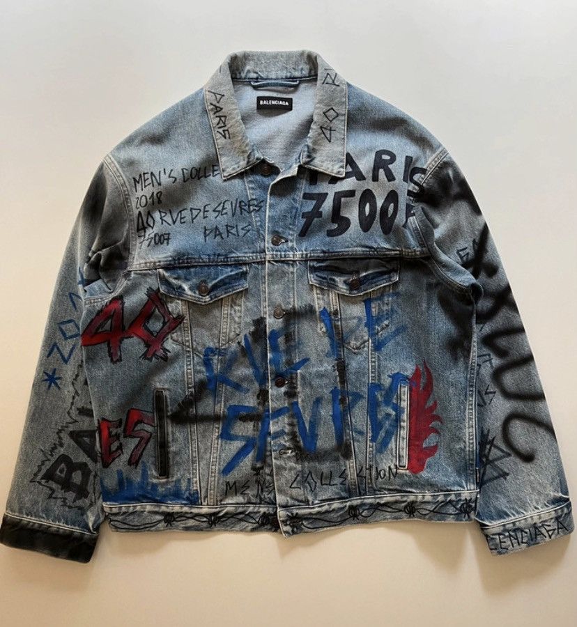 Balenciaga 2018 Balenciaga Graffiti Denim Jacket designed by Demna ...