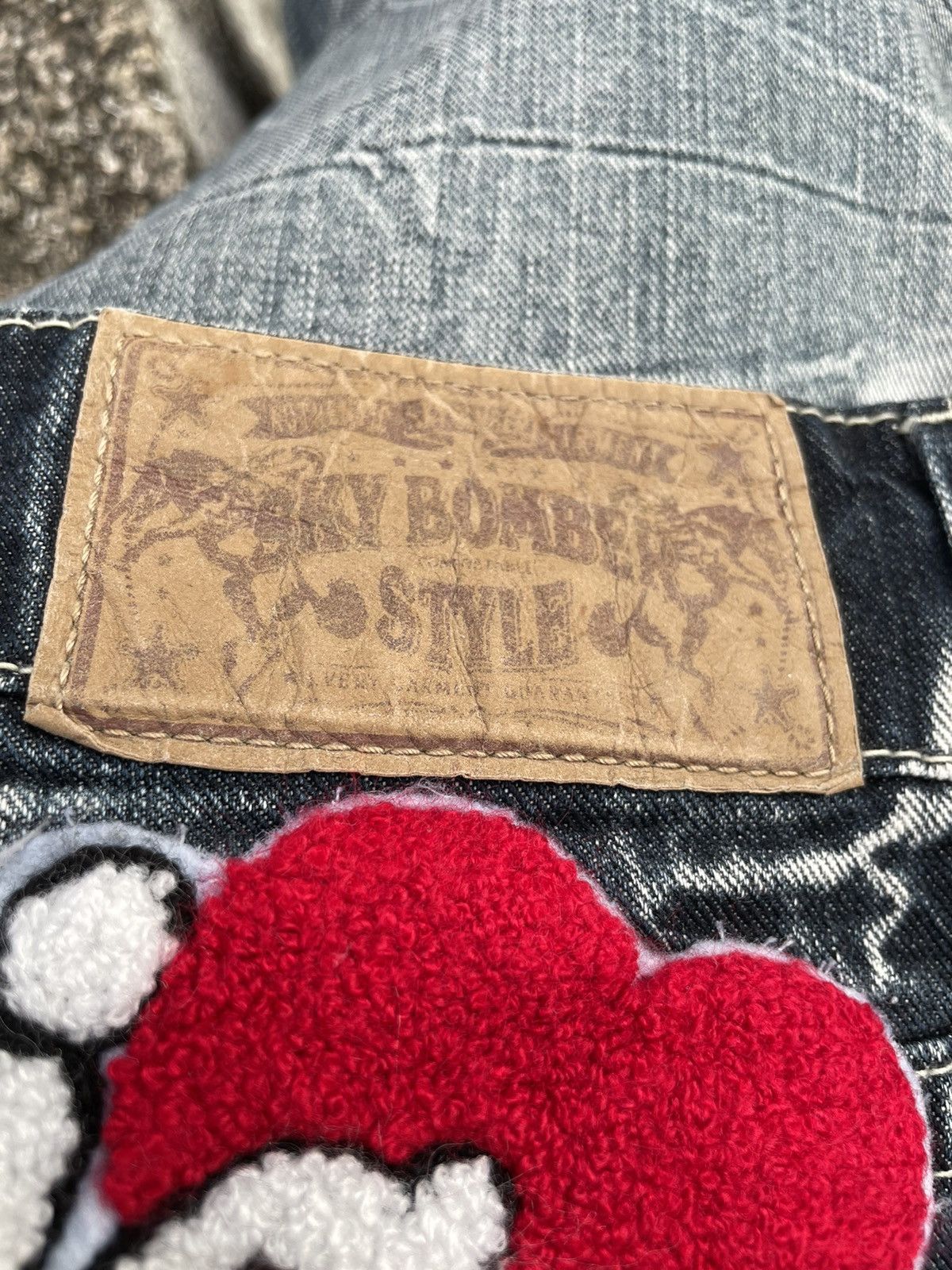 Japanese Brand Sky Bomber Distressed Denim Jeans Size US 30 / EU 46 - 14 Thumbnail