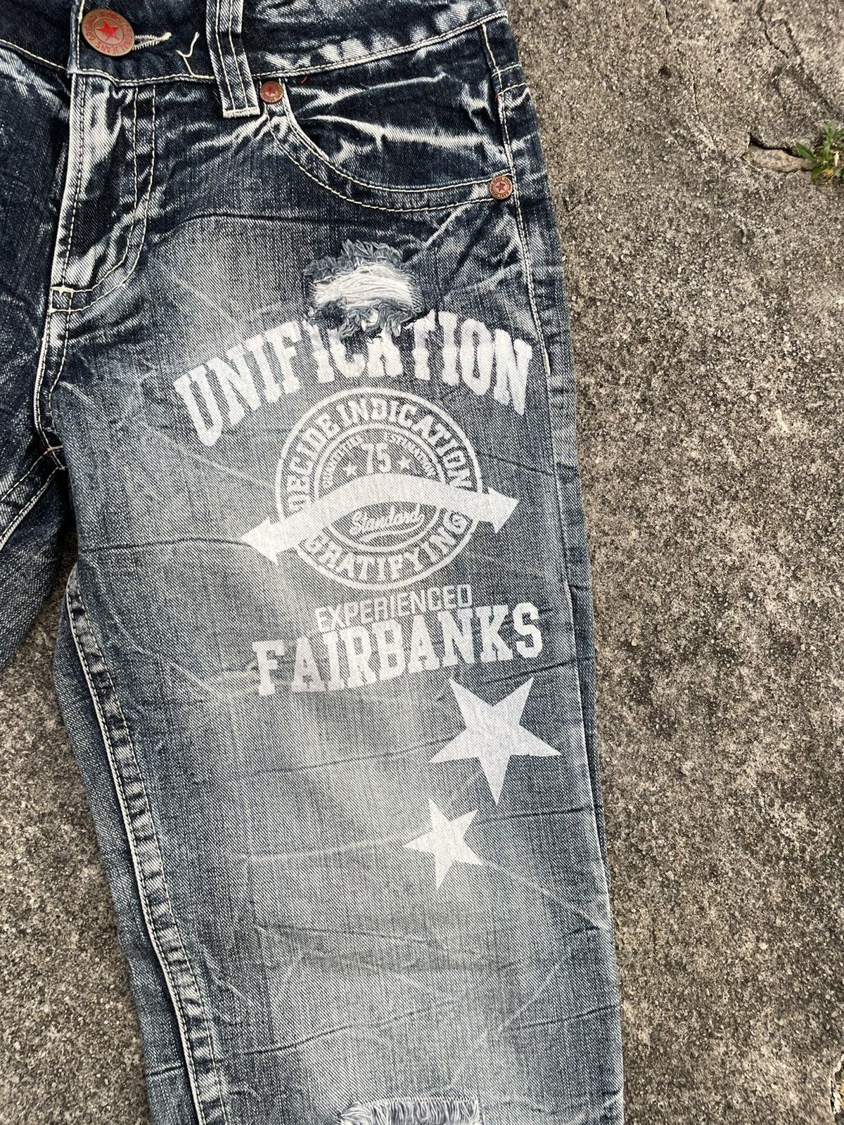 Japanese Brand Sky Bomber Distressed Denim Jeans Size US 30 / EU 46 - 4 Thumbnail