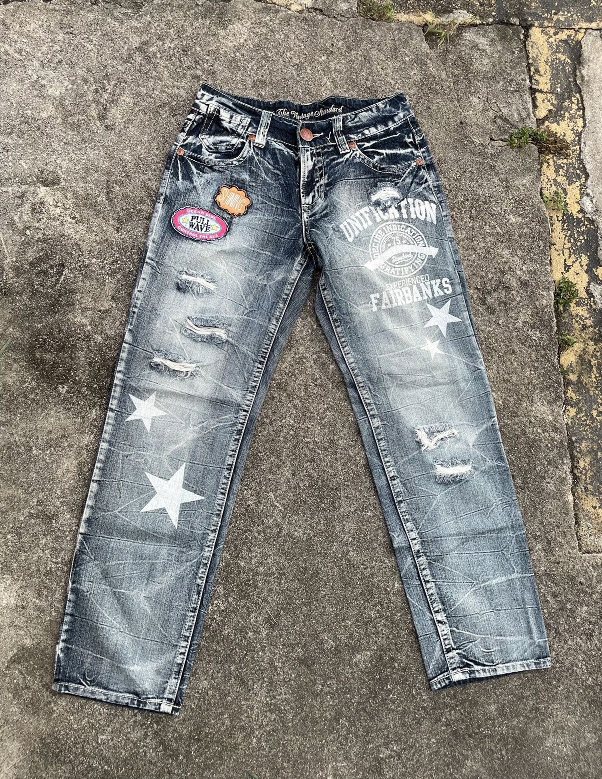Japanese Brand Sky Bomber Distressed Denim Jeans Size US 30 / EU 46 - 1 Thumbnail