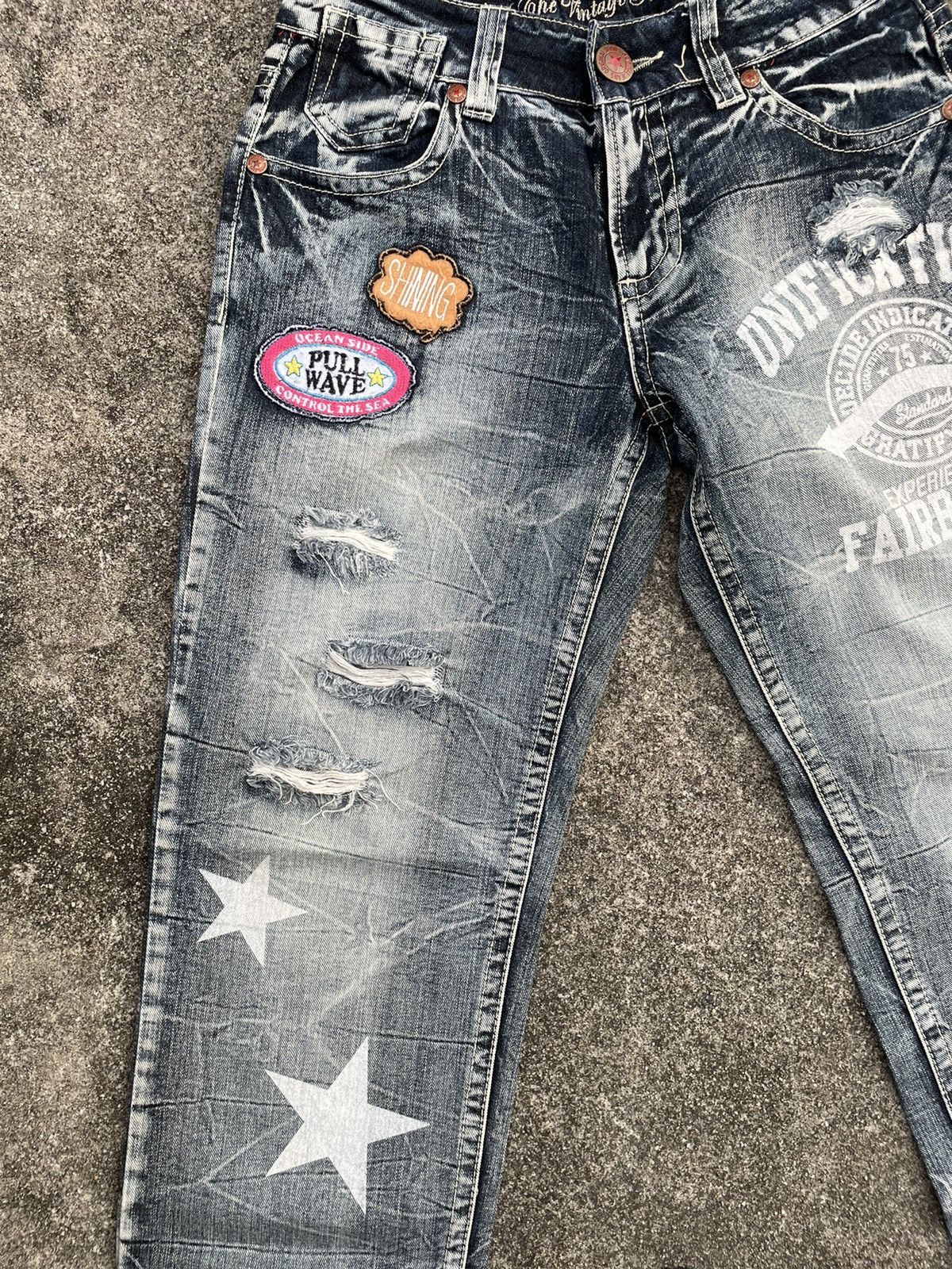 Japanese Brand Sky Bomber Distressed Denim Jeans Size US 30 / EU 46 - 3 Thumbnail