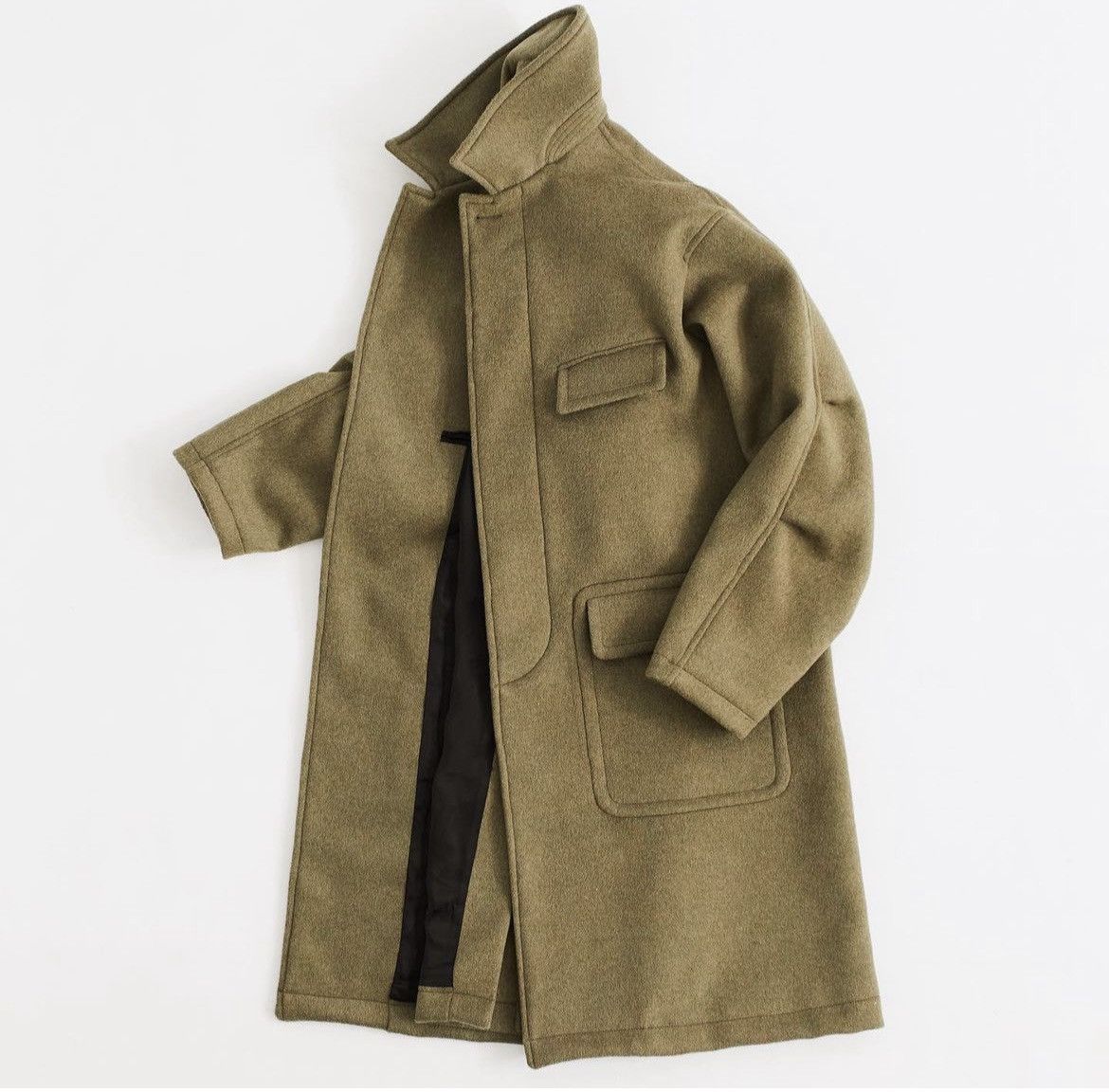 18 East 18 East Lamar Half Raglan Topcoat Olive Melange Wool Grailed