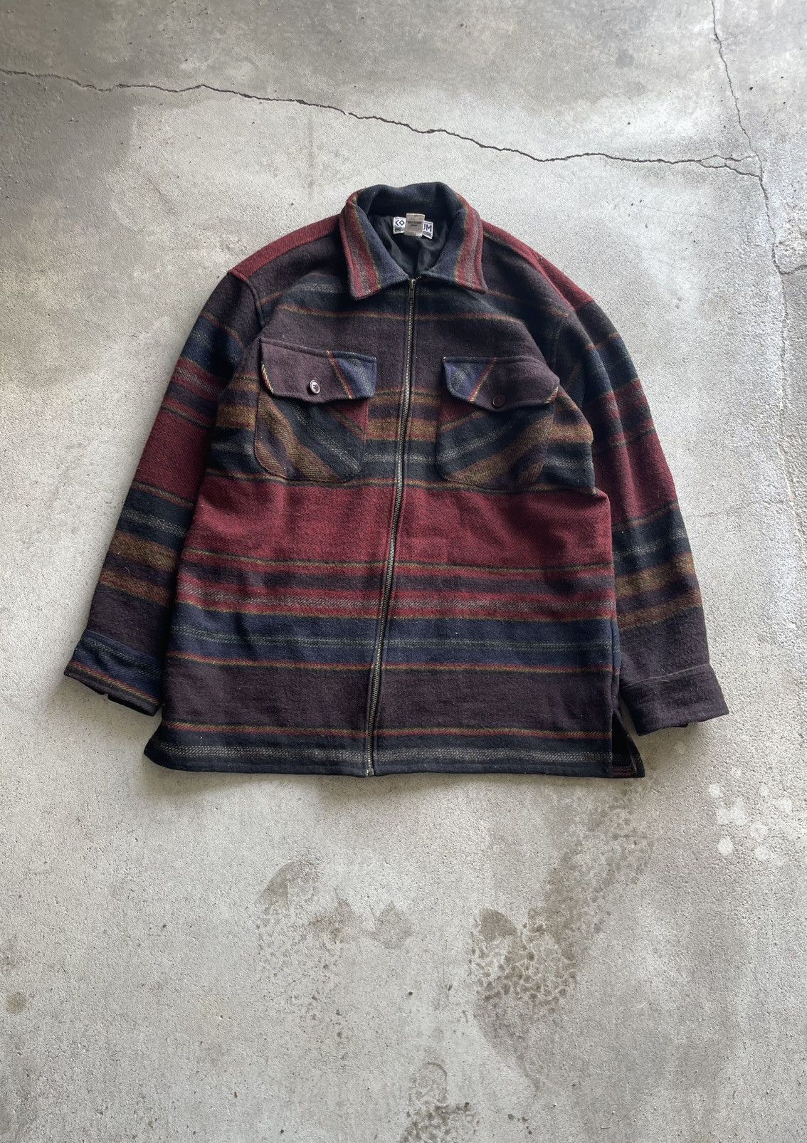 Vintage wool blanket pattern shirt jacket